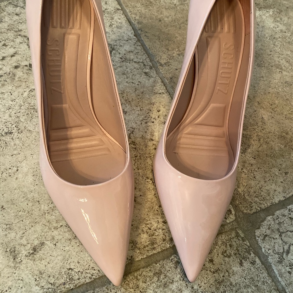 Schutz size 11 patent leather blush pumps